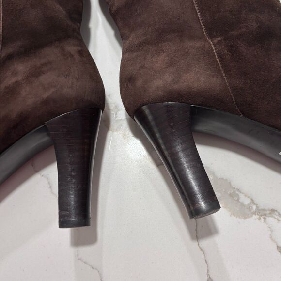 Women's Nine West Pegeen Pull On Ankle Boots Booties Shoes Size 8M Brown Suede - Picture 8 of 15